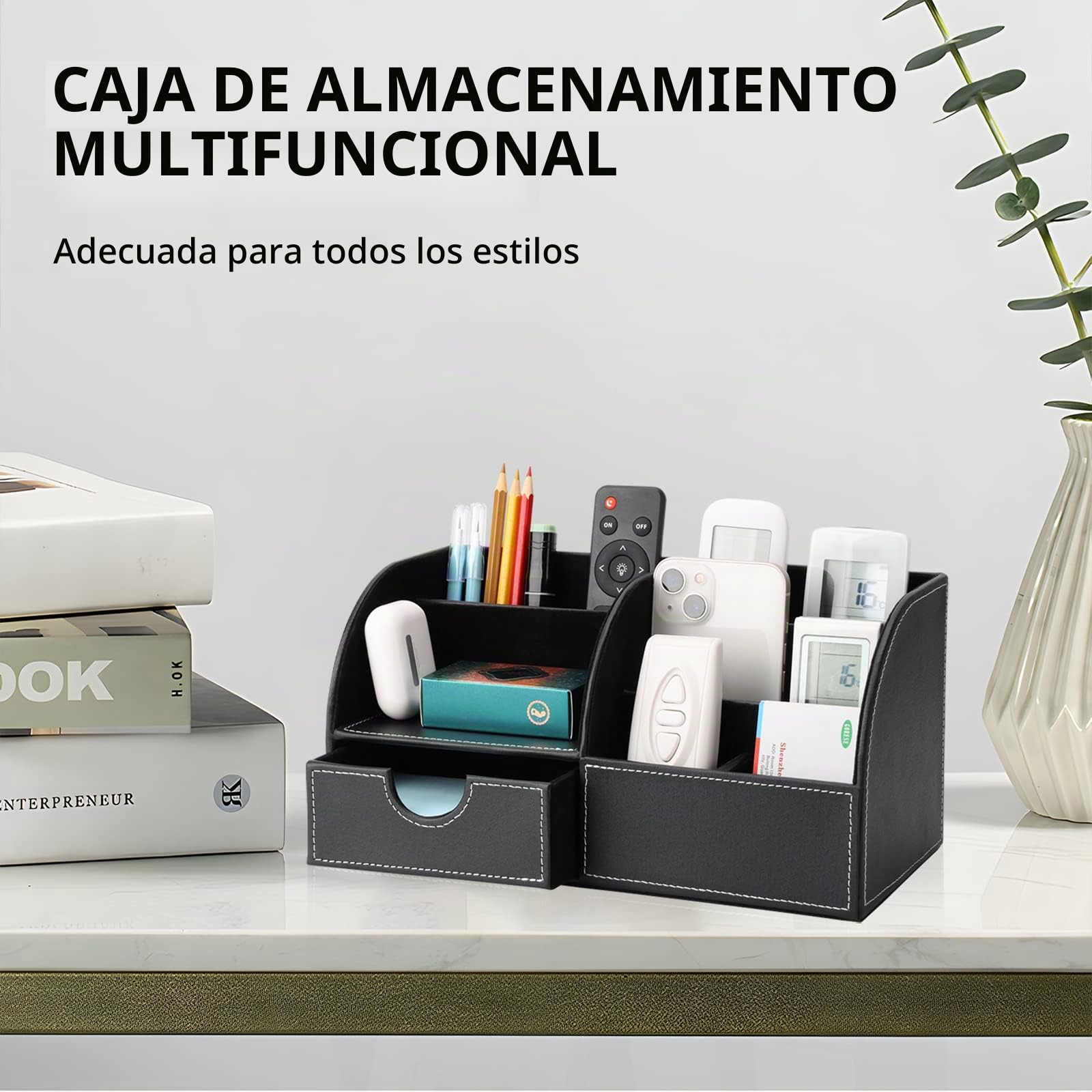 Richblue Organizador de Escritorio/Lapiceros para Escritorio/Multifuncional Organizador Lapicero (L-Negro)