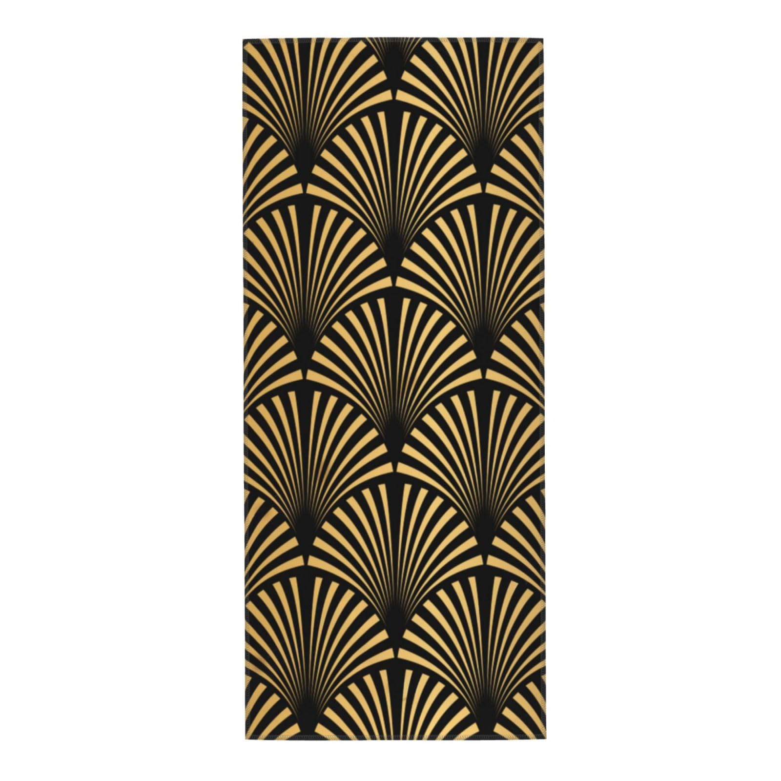 KemEng Art Deco Pattern Seamless Black Gold，Durable Hotel Hand Towels Travel Washcloth Face Towel 30 X 70 cm