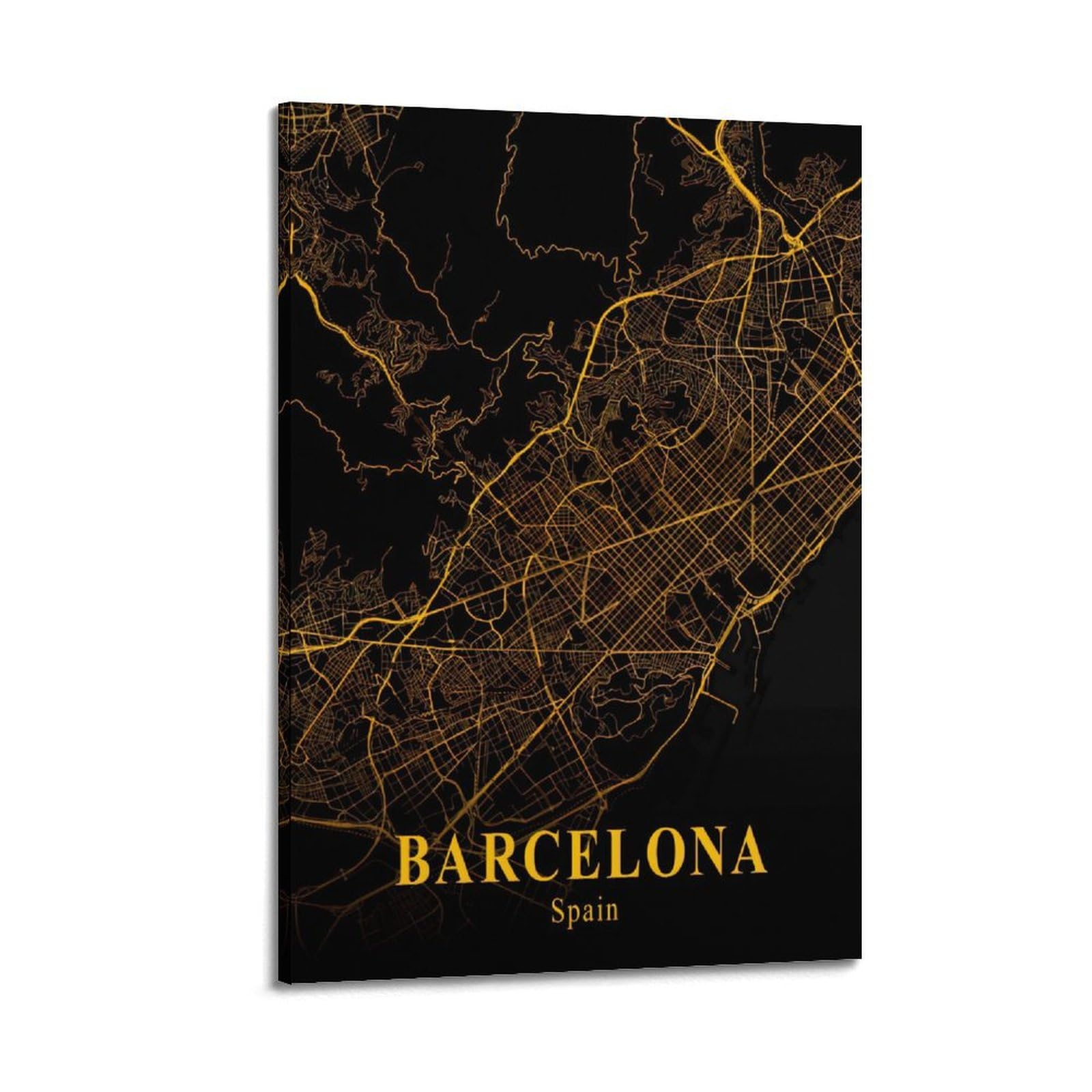 BPQN Poster carte rétro Europe Espagne Barcelone 50 x 75 cm