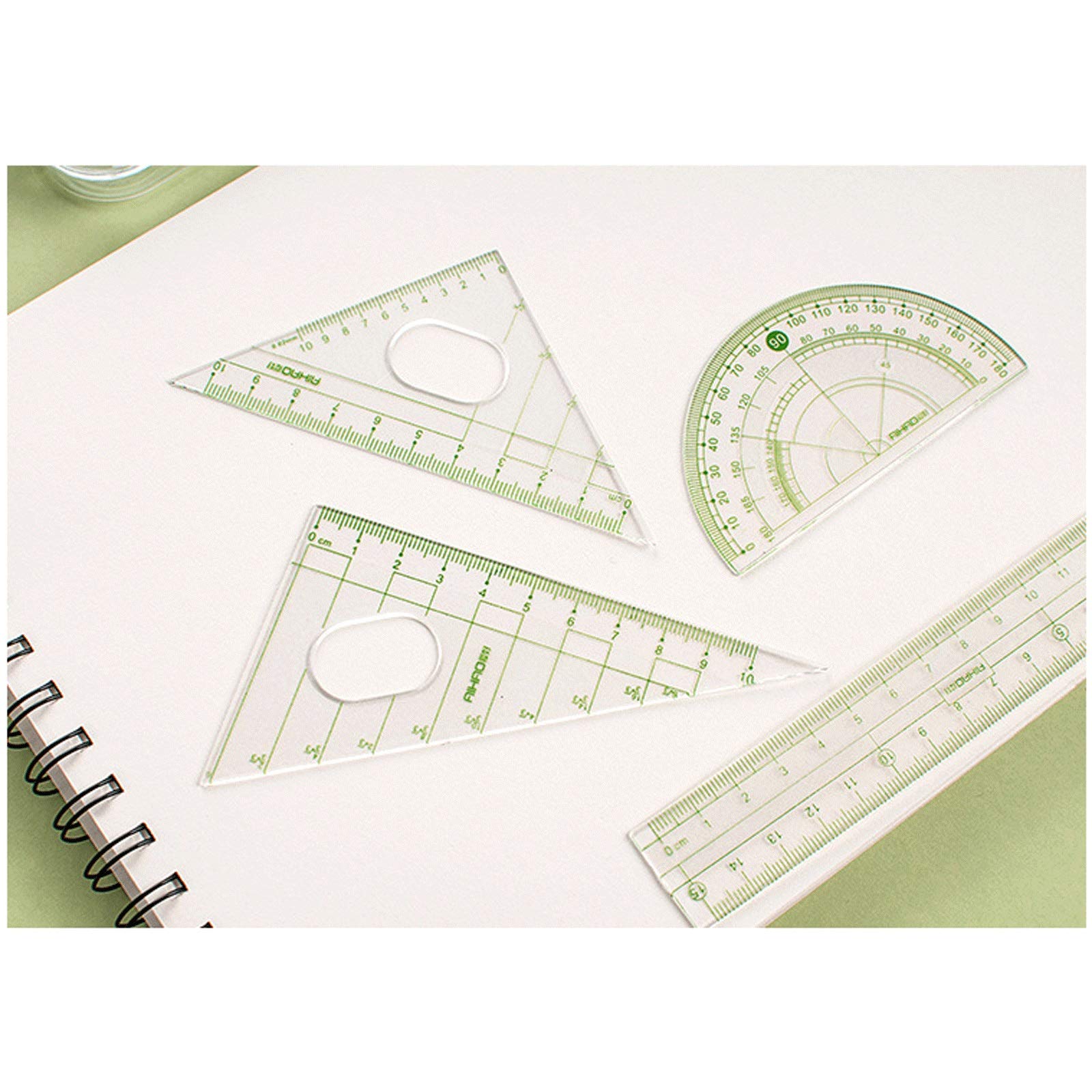 Set di Strumenti per Disegno e Geometria per Studenti, Set di Matematica, Incluso Righello e goniometro Triangolare(A)