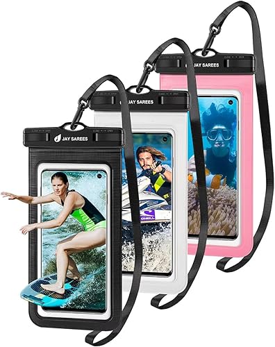 Bolsa universal impermeable para teléfono, paquete de 3, IPX8, protector de agua para teléfono, funda compatible con iPhone 14, 13, 12 Pro Max,