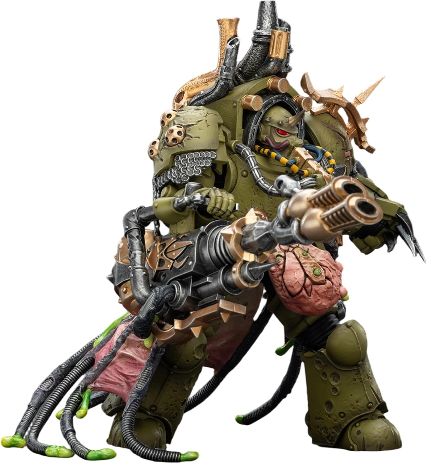 JOYTOY Death Guard Lord of Virulence Warhammer 40K 1/18 Action Figures Death Guard Lord of Virulence with Power Fist and Twin Plague Spewer Collectible Model 5.59Inch.