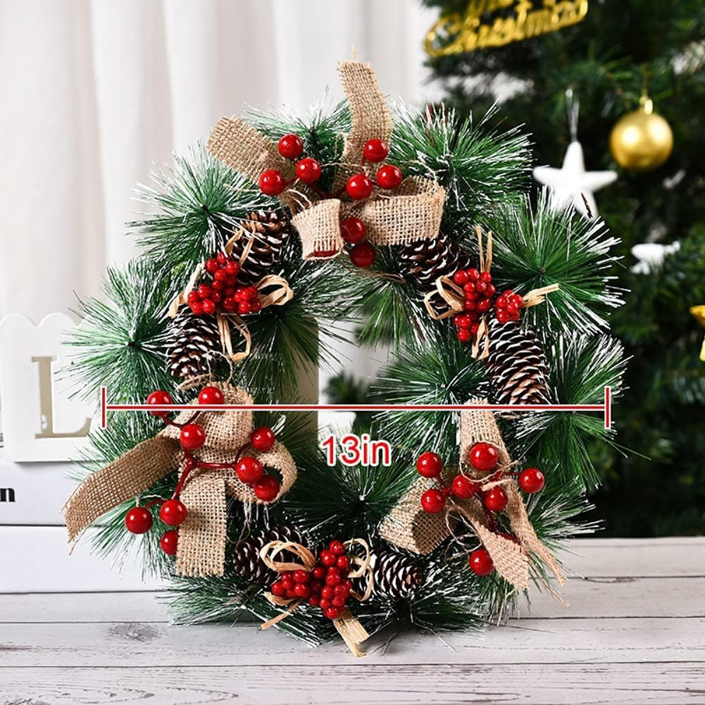 Couronne De Noël Pour Porte D'Entrée 30 Cm - Décoration Rustique Hiver Artificielle Intérieur Extérieur