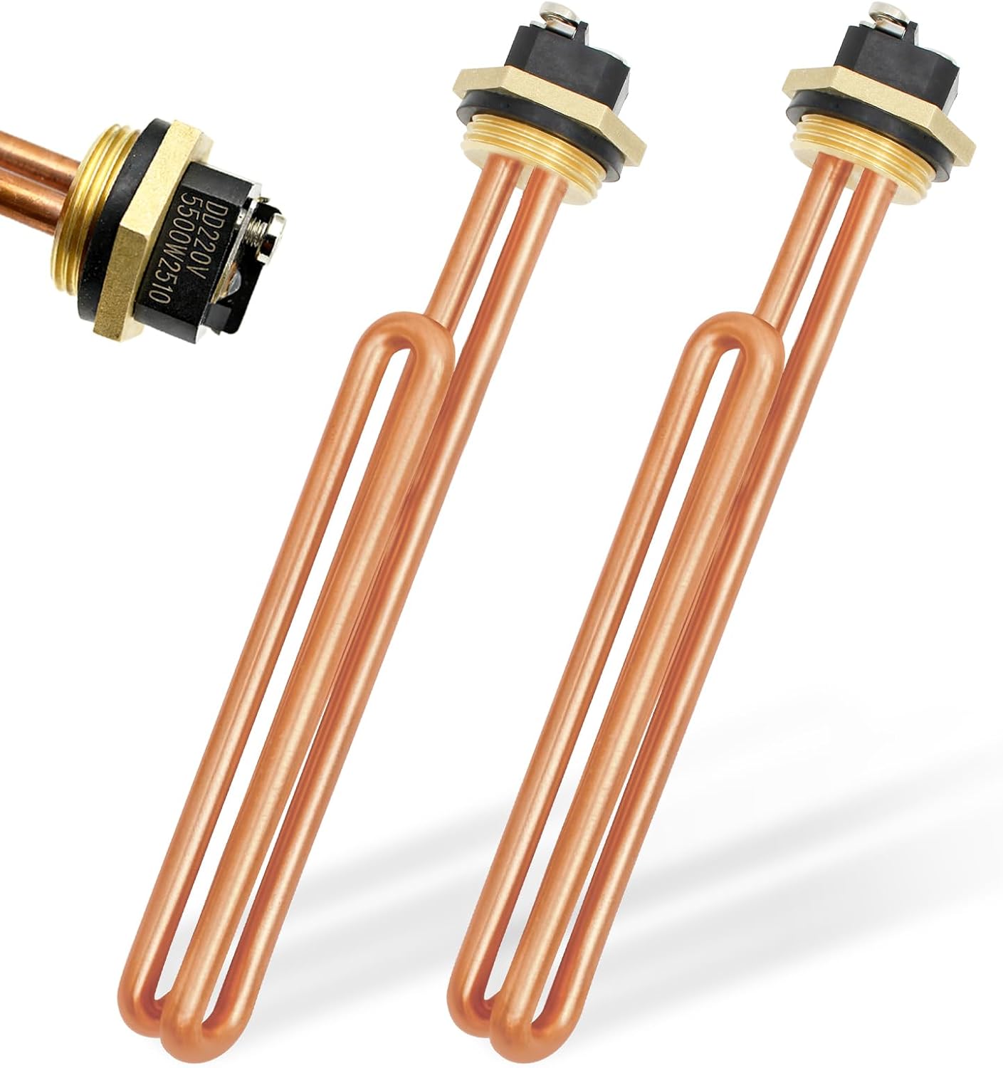 Upgraded 2 Pack HE 55220 Water Heater Element, 5.5KW 220V or 6KW 240V，For Ecosmart ECO POU 6, ECO 8, ECO 11, Rheem, Eemax, Richmond Electric Tankless Water Heaters, Replace 60208 Heating Element