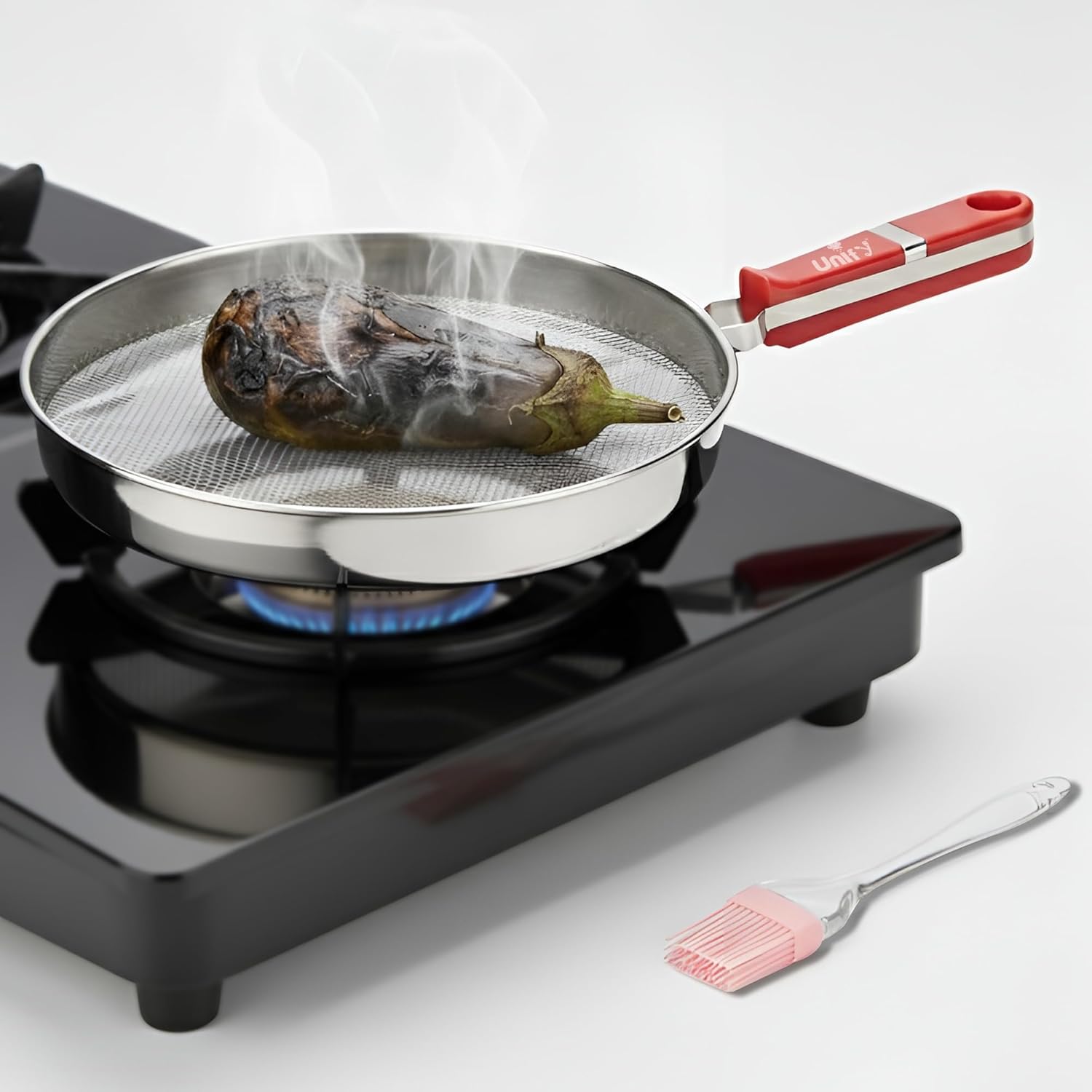 Unify Stainless Steel Phulka Grill Jali for Gas Stove with Free Oil Brush | Roti Grill, Papad Roaster, Baingan Bharta Roaster | Heavy Gauge Steel Mesh Griller | Multi-Purpose Kitchen Cooking Tool