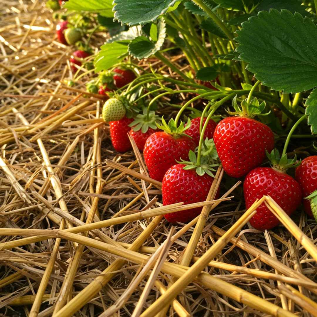 Wheat Straw Garden Mulch - Great for Strawberry Patch and Vegetable Garden Mulch - All Natural, Non-GMO (12 Ounces - 4 Sq. Ft.)
