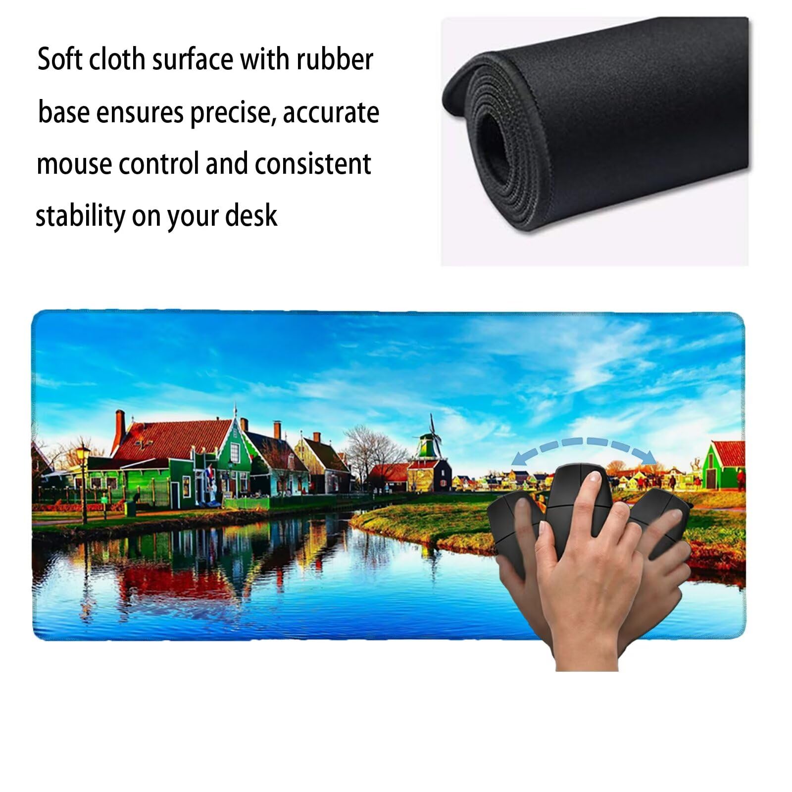 Tappetino Mouse XXL 1200 x 600 x 3 mm, Sottomano Scrivania, Rurale Grande Tappeto da Tavolo con Base in Gomma Antiscivolo e Bordi Cuciti, per Ufficio/Computer/Gaming, Regalo (Architettura) L-x8178