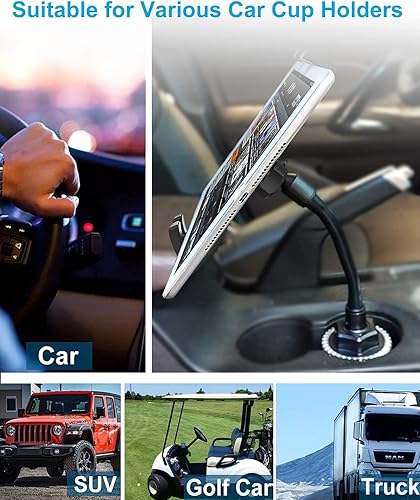 Miniatura 7 de woleyi Soporte para tablet de automóvil, soporte ajustable de 10.5 pulgadas, soporte para tablet con brazo de cuello de cisne, compatible con iPad