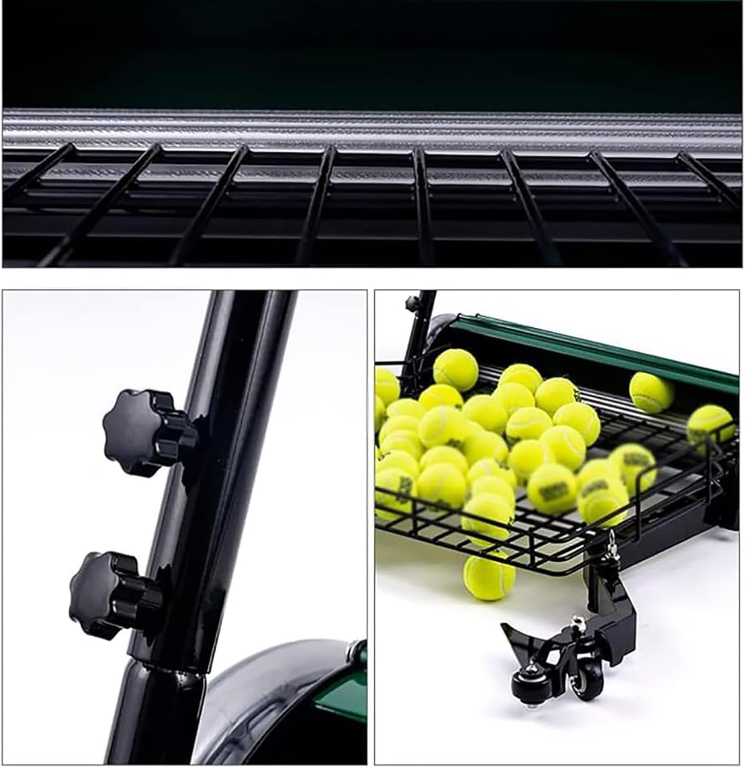 Raccoglitore portatile per palline da tennis con 290 palline di grande capacità, non c'è bisogno di piegarsi, con ruota rotante universale a 360°, per tennis e golf