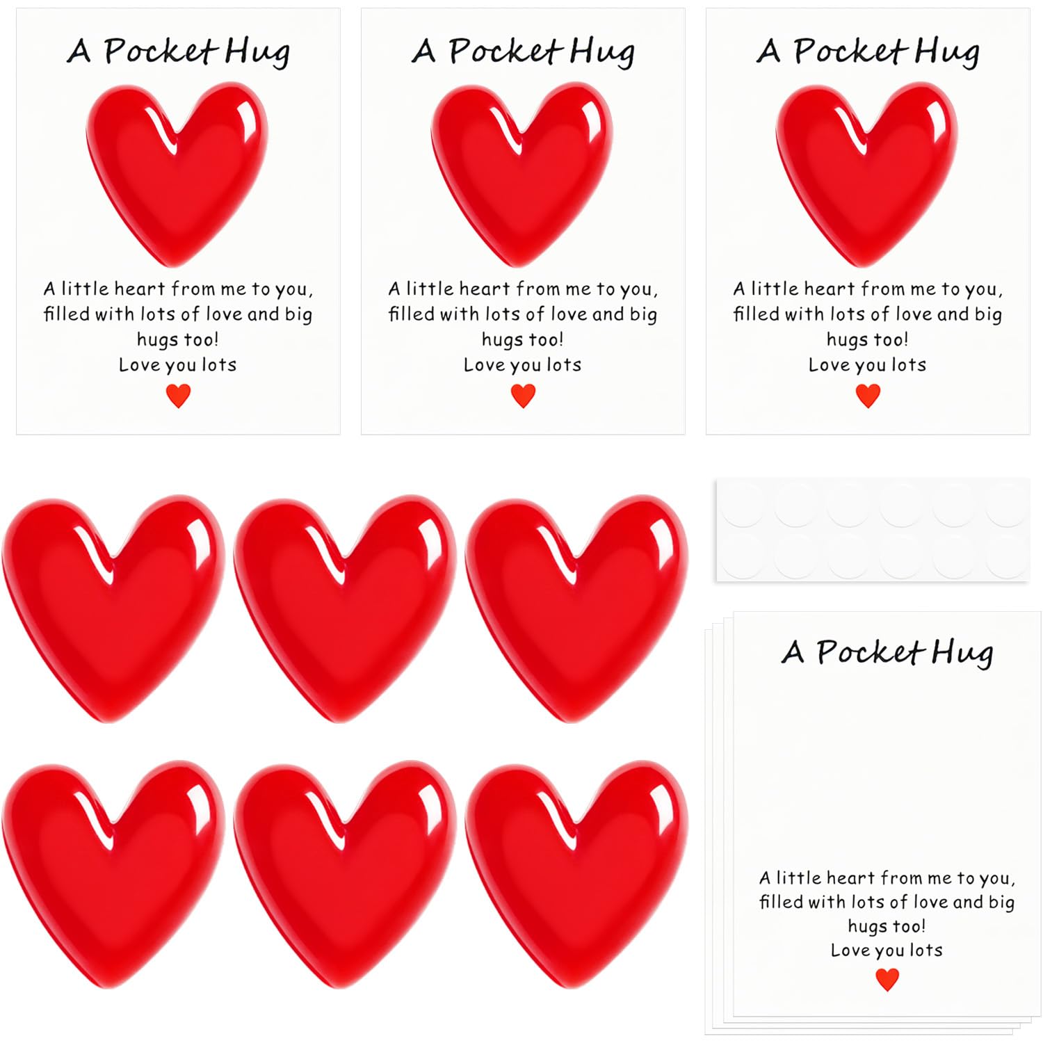 Vecora Women's Heart 6Pcs 6Pcs Pocket Hug Heart, Thinking Of You Gifts,Heart Crafts Keepsake Gifts For ,Positive Good Luck Gifts For Birthday Wedding Christmas Mothers Day Valentines (Heart 6Pcs)