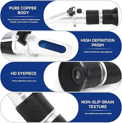 Miniatura 5 de Agatige Refractómetro, 0-90% Brix Medidor refractómetro de mano de azúcar Medidor de medición Brix de alta precisión con ATC, máquina probadora