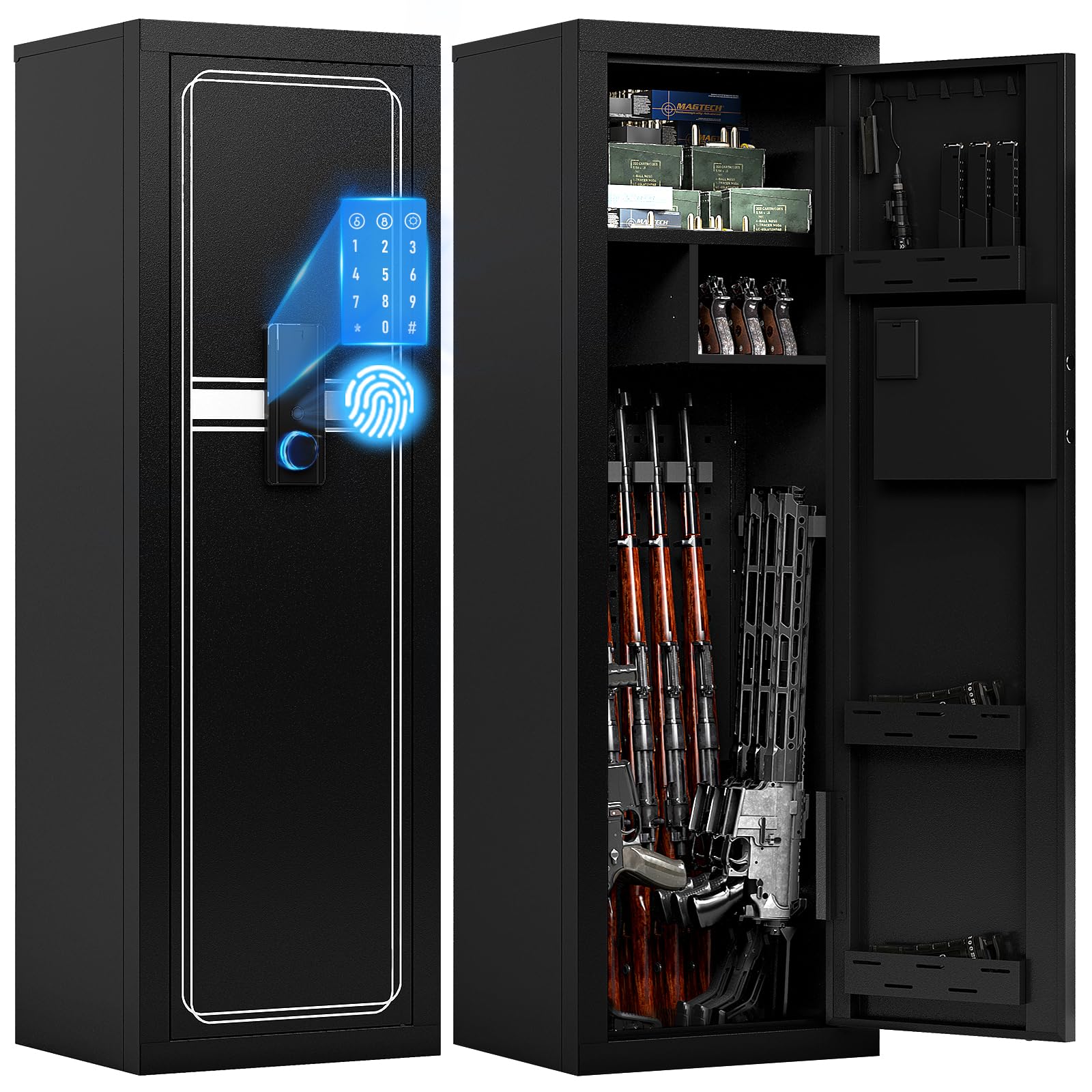 2024 New 10 KAER Large Biometric Rifle Safe - Holds 12+ Guns, Quick ...