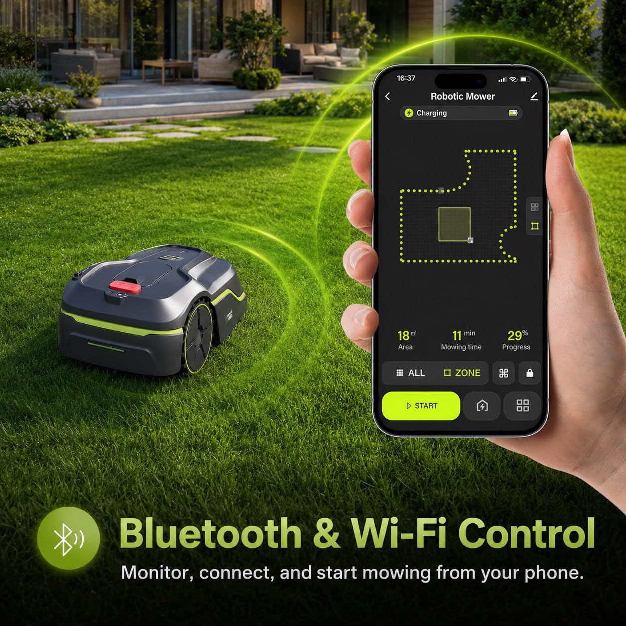 Cortacésped Robótico,para Jardines/Céspedes | Cortador De Césped Automático Controlado Por Aplicación,Navegación Visual Y Evitación Inteligente De Obstáculos