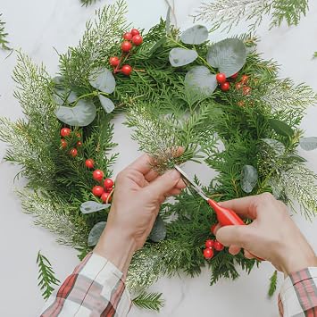 Orgrimmar Snowy Artificial Pine Branches,30 Pcs Christmas Greenery Pine Stems, 13.8 Frosted Faux Cedar Branches, Christmas Greenery Picks for Wreath DIY Craft Home Decorations