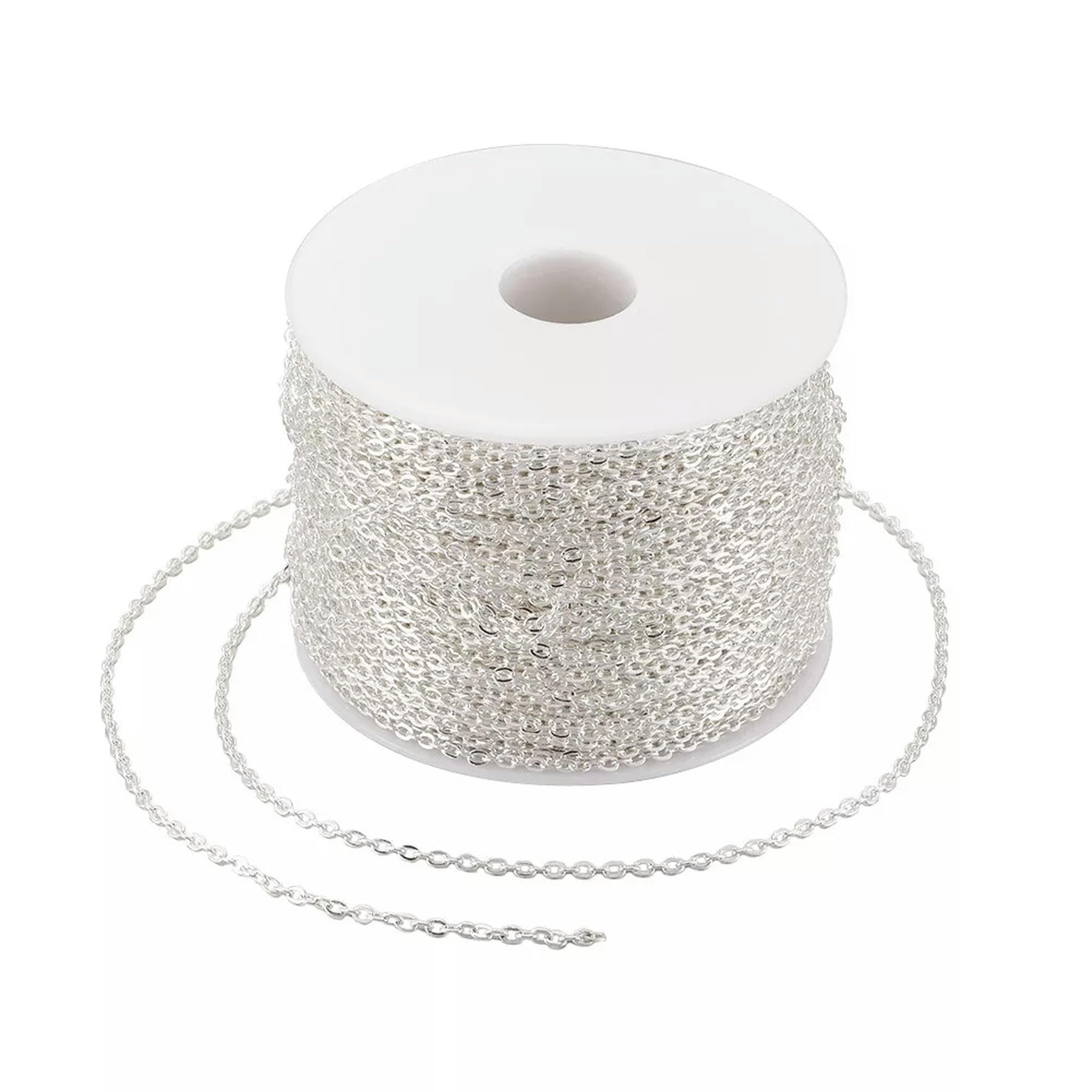 109yds/Roll Argento Ferro Ovale Catena a Croce Non Saldata Bobina di Corda 3x2x0.6mm-Default