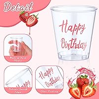 Vista 3 de Lallisa 100 vasos de chupito desechables de plástico de feliz cumpleaños, 2 onzas, vaso de chupito de cumpleaños, degustación de bebidas