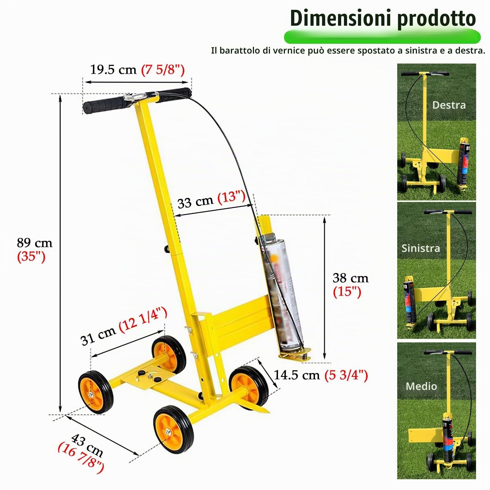 Macchina per Marcatura di Linee Macchina Traccialinee Portatile e a Spinta, Macchina Traccialinee con Larghezza di Linea Regolabile da 5 a 15 Cm, per Traccialinee di Parcheggi di Garage di Fabbriche