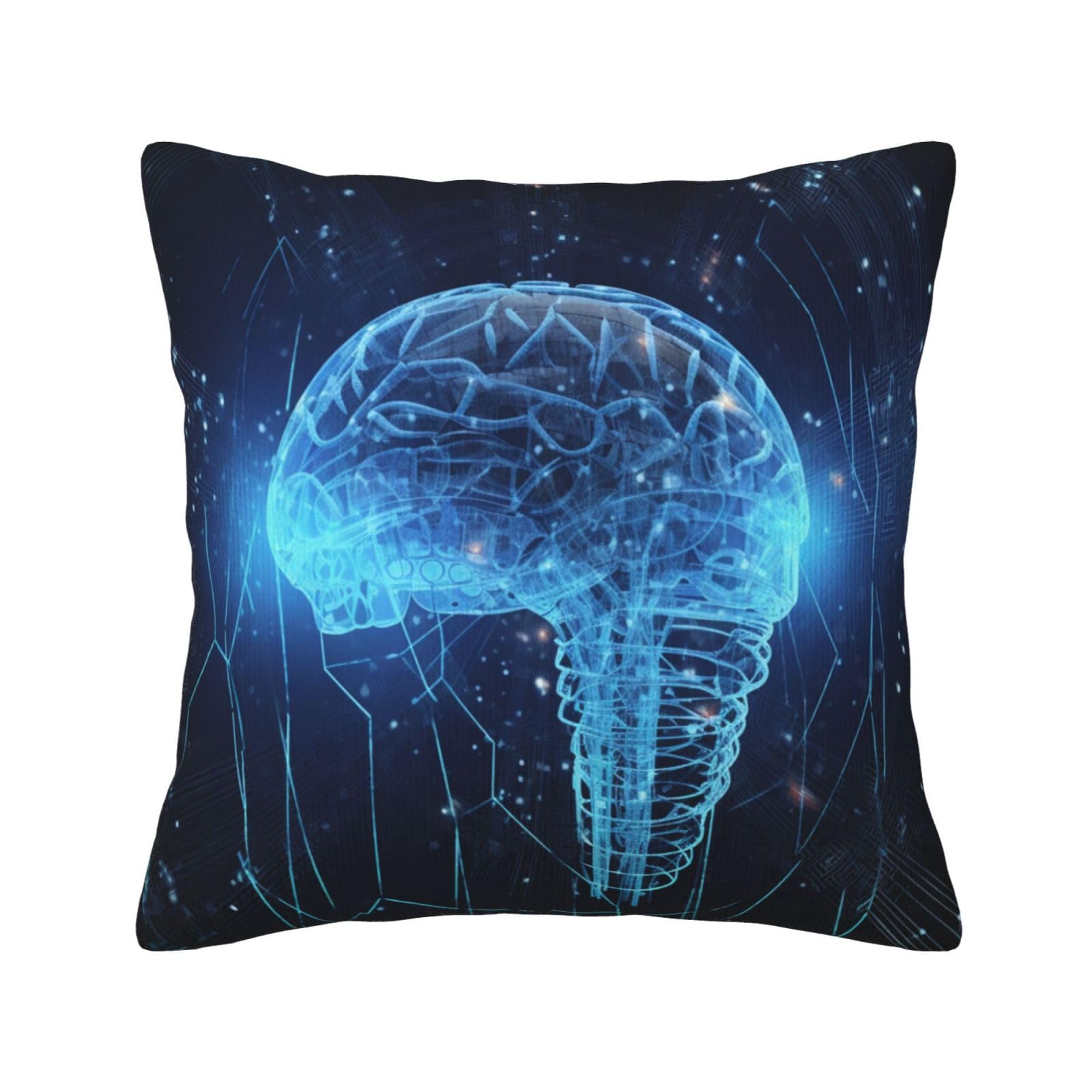 Housse de coussin velours côtelé IA imprimé cerveau déco intérieur salon lit 40cm
