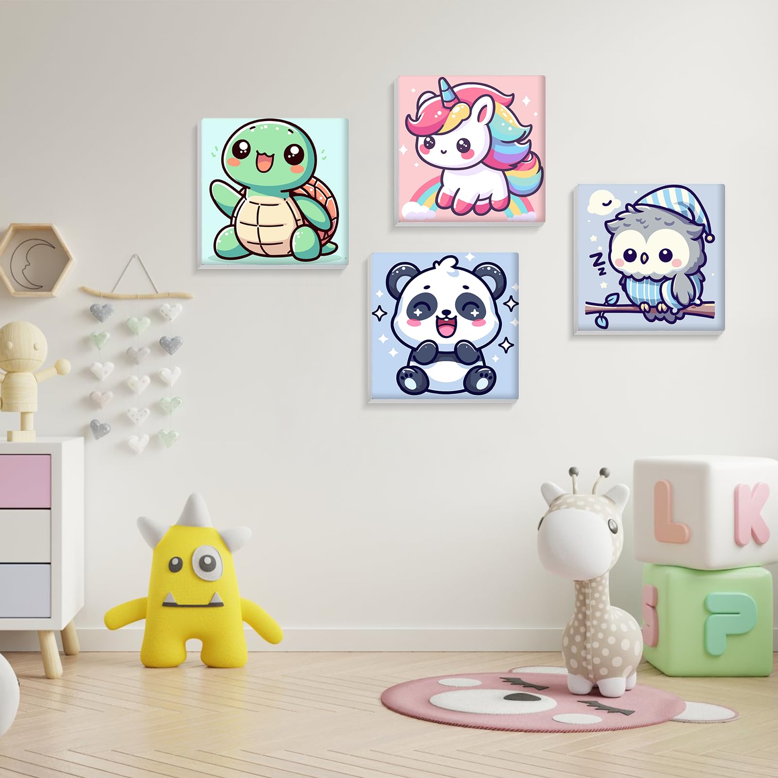 Pack De 4 Cuadros Para Pintar Por Números Para Principiantes | Lienzos Con Marco De 20x35 Cm | Incluye Pinceles Y Pinturas Acrílicas | Regalo DIY