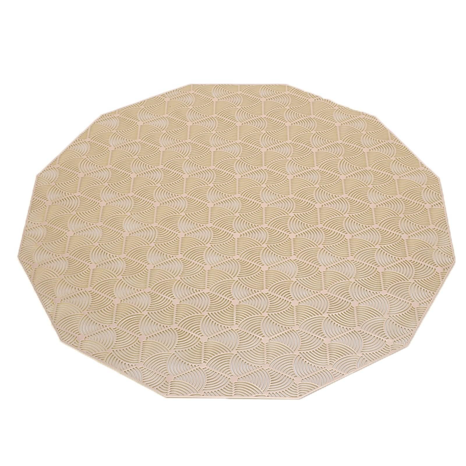 Juego de 10 salvamanteles para mesa de otoño, manteles individuales, color dorado, 38 cm, redondos, con patrón de PVC