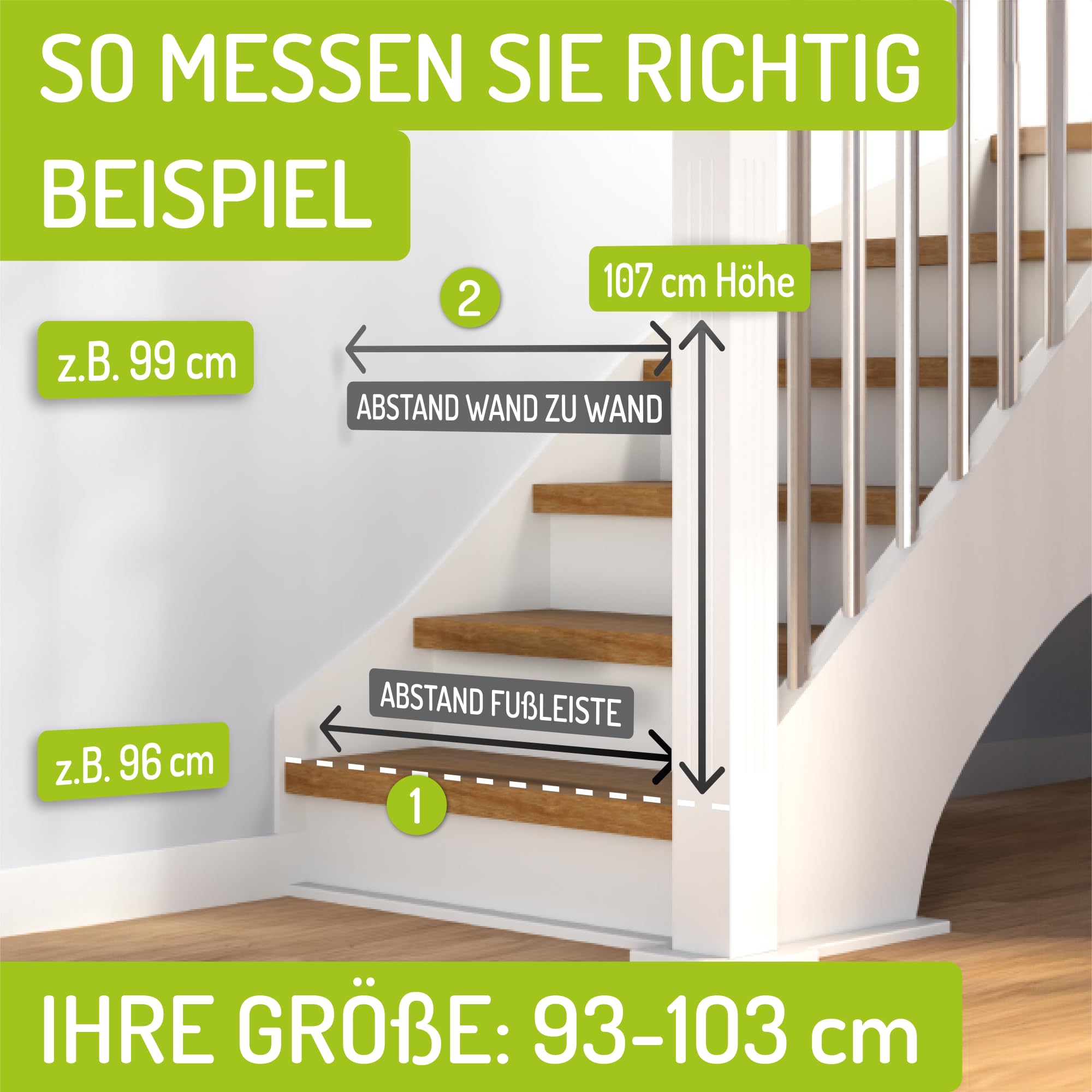 BOMI Tierschutzgitter Merle| Treppenschutzgitter ohne Bohren| Ideal als Absperrgitter Hund, Katzengitter Tür & Welpenzaun | Extra Enge Stäbe | Hundegitter Wohnung weiß Metall | Breite: 73-83 cm