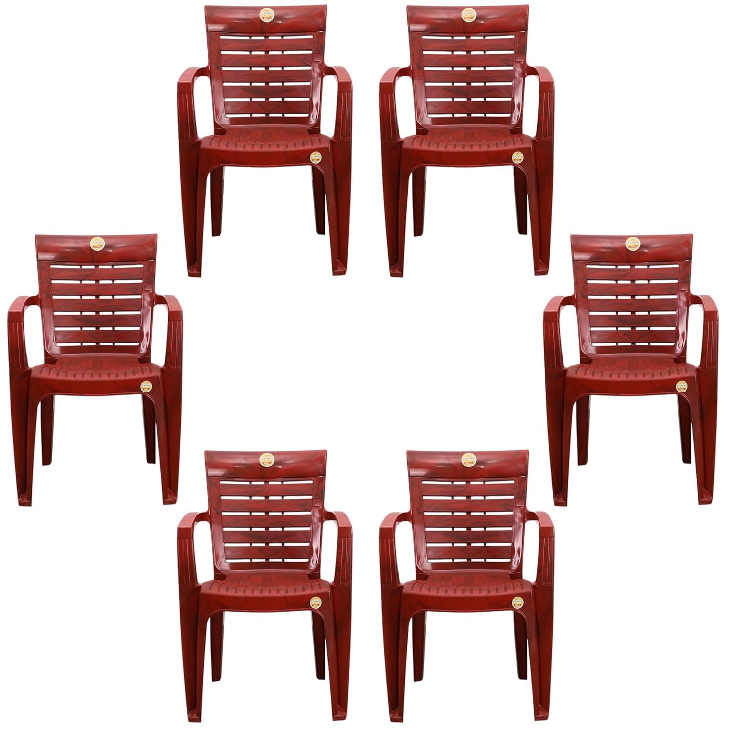 SP SPARK LINE® Bliss Plastic Chair for Home, Living Room and Garden | Comfortable, Durable Outdoor Chair for Balcony and Patio Use | Pre-Assembled & Lightweight Design (Rosewood, Set of 6)-image-9
