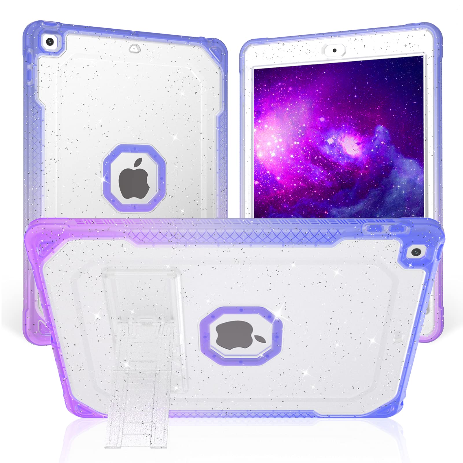 Coque iPad résolvant les risques de casse écran 10,2" violet bleu - 7