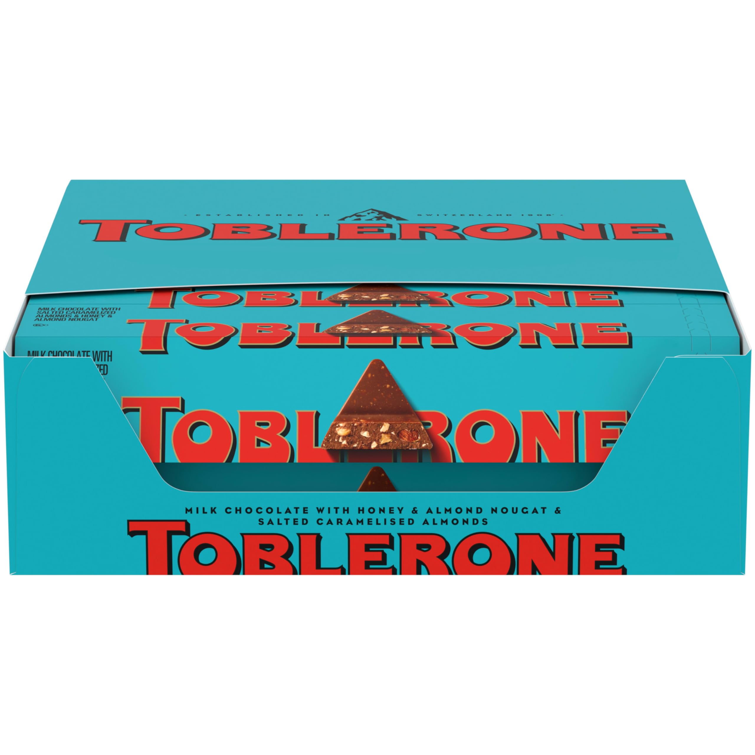 TobleroneMilk Chocolate Bar with Salted Caramelized Almonds and Honey and Almond Nougat, Bulk Chocolate, 20 - 3.52 oz Bars