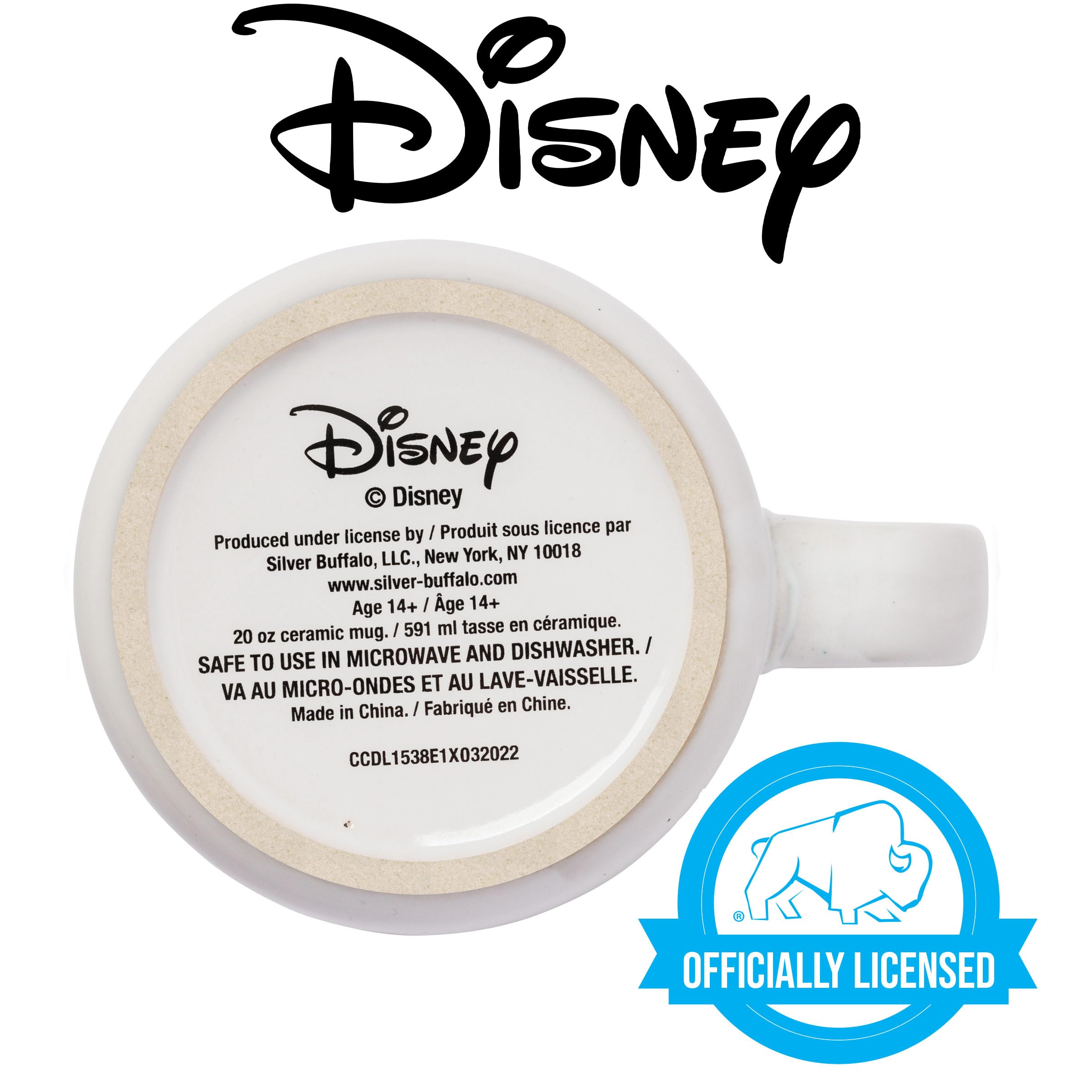 Silver Buffalo Disney Mickey Mouse Smile Wax Resist Ceramic Camper Mug, 20 Ounces