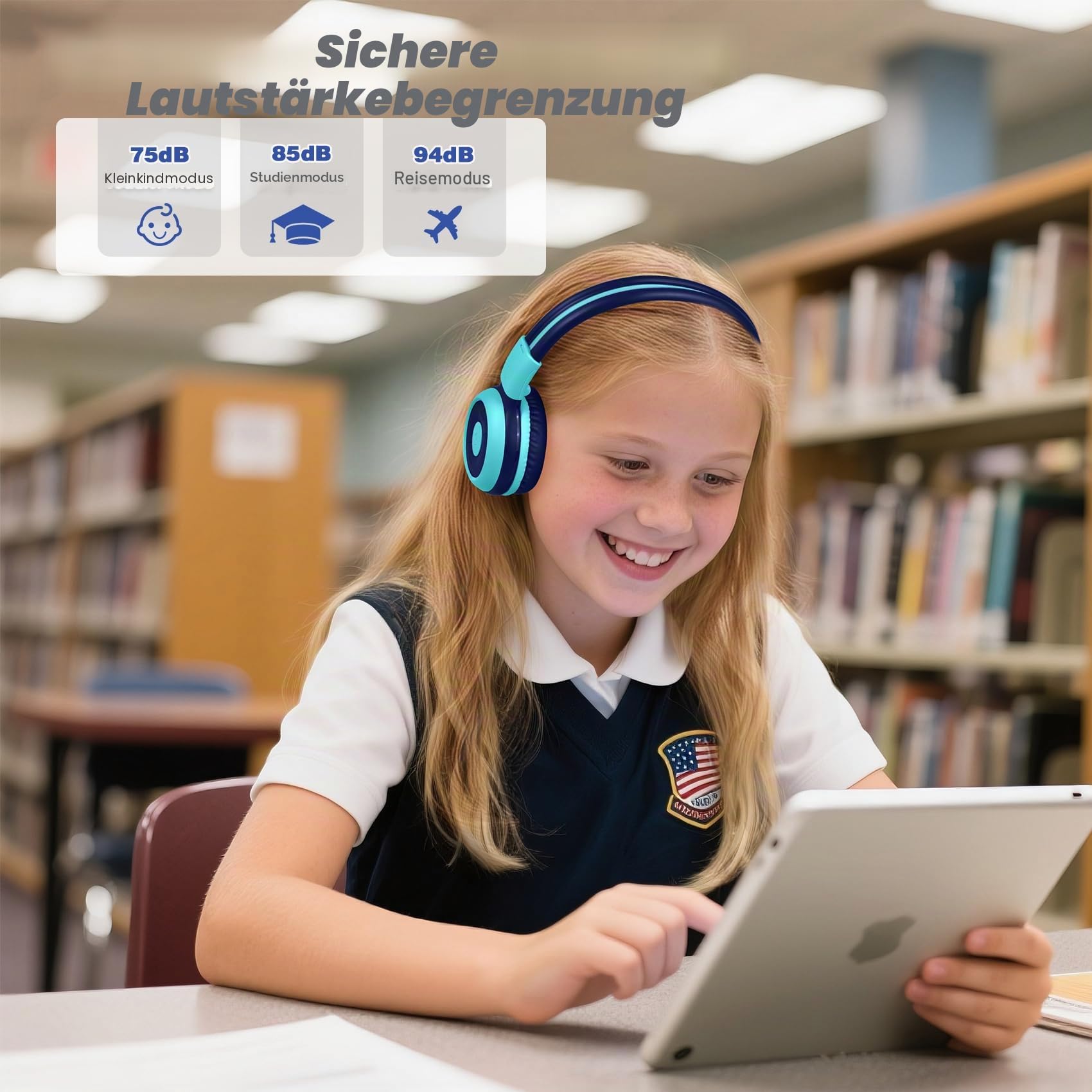 SIMOLIO 2er-Pack Bluetooth Kopfhörer Kinder, Kinderkopfhörer mit 75dB, 85dB, 94dB Lautstärke begrenzt, Bluetooth-Kopfhörer für Teenager mit eingebautes Mikrofon, für Schule und Reise Mint+Rosa