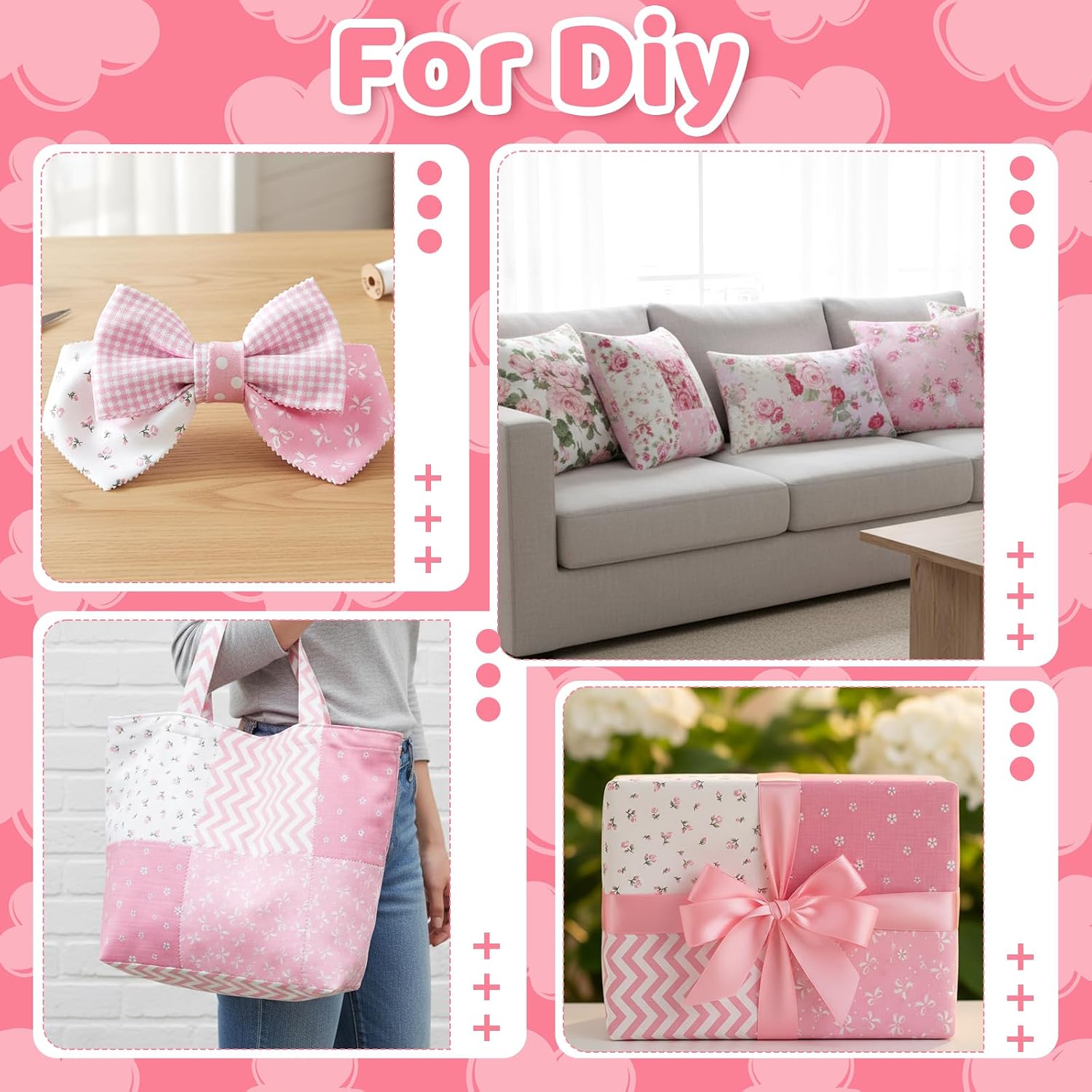 168 Pcs Pink Charm Packs for Quilting 5″ Cotton Quilting Fabric Bundles