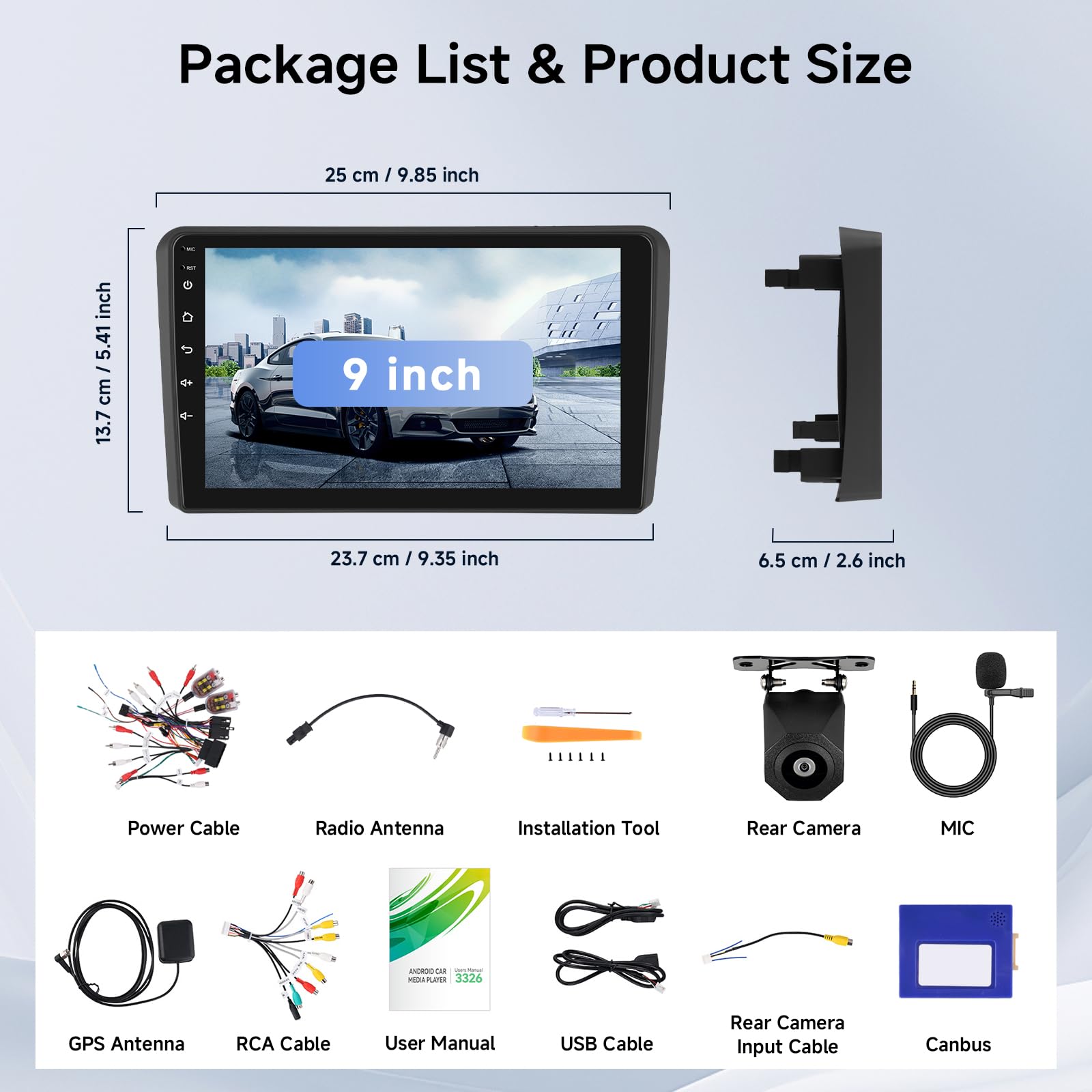 Hodozzy 2G+64G Radio para Audi A3 2003-2013/S3 8P 2006-2012/RS3 2011-2012 con Carplay Android Auto Inalámbrico, Reproductor 9 Pulgadas Pantalla Táctil Radio Coche GPS Bluetooth WiFi FM/RDS Cámara