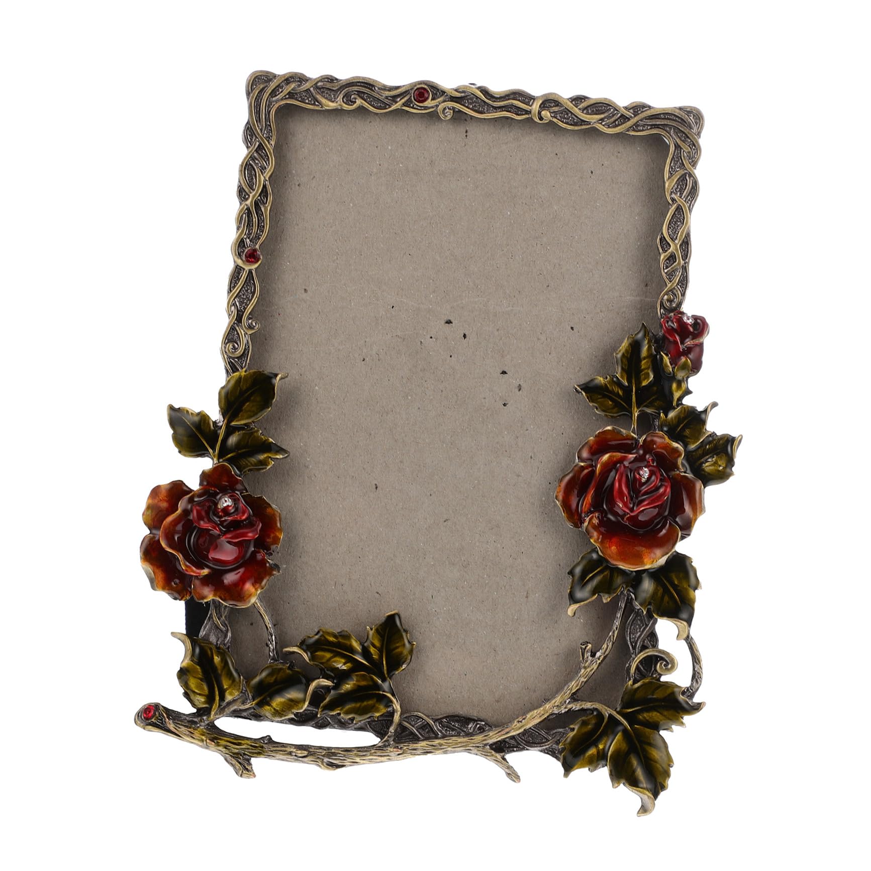 Cadre photo style rétro en métal à motif floral pour bureau raffiné