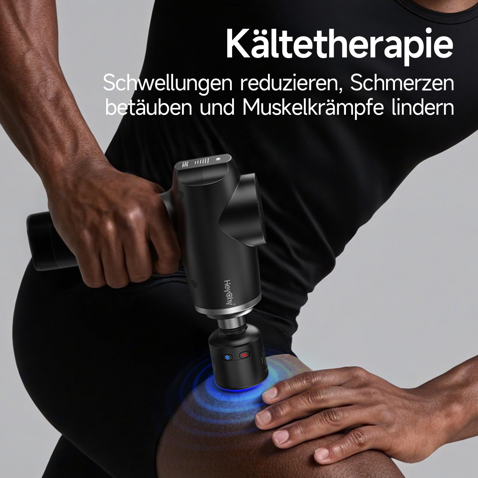 HEYCHY Massagepistole Massagegerät mit Wärme und Kälte, 5 Aufsätze USB C | 12mm, 5 Stufen, 2500RPM 2500mAh, Tragetasche, Männer Frauen Anfänger Fitnessfans, Geschenk, Zuhause Fitnessstudio Outdoor