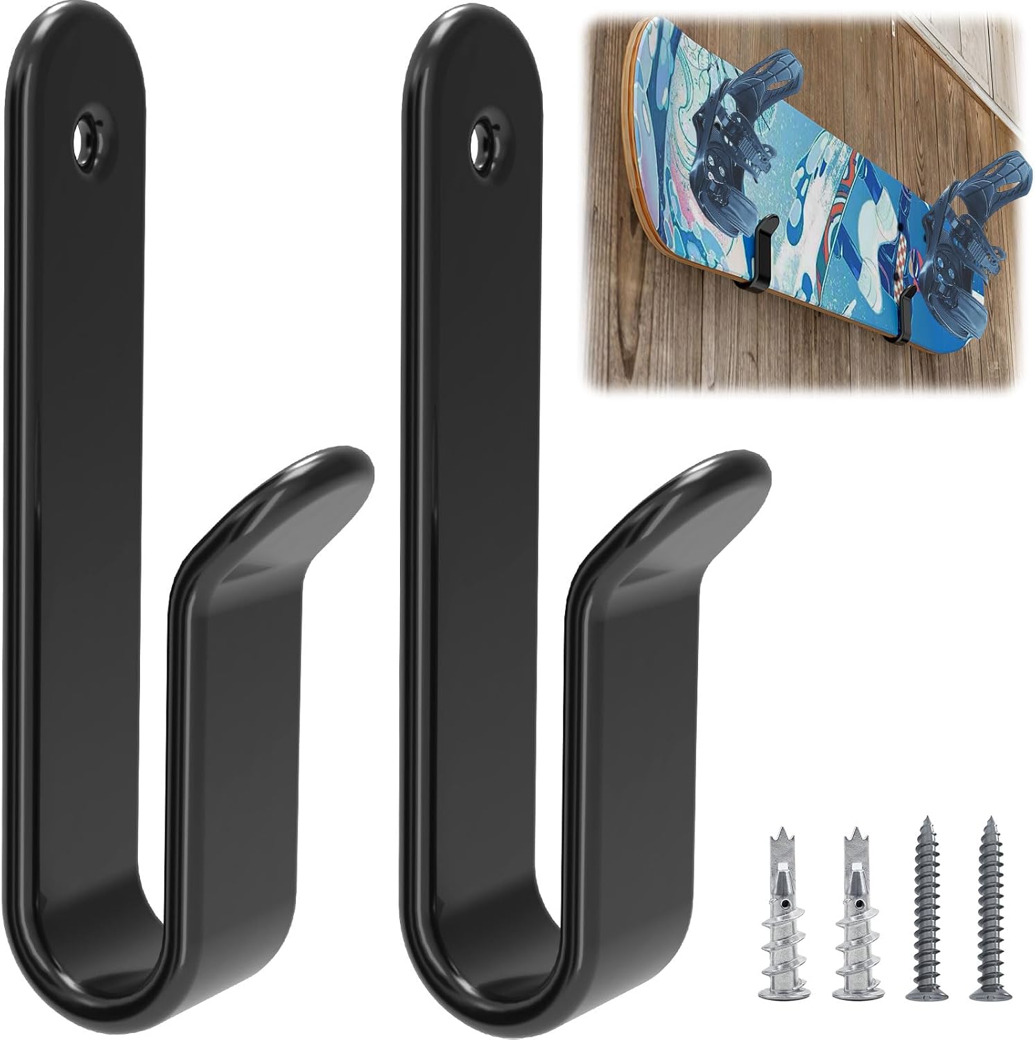 Horizontal Snowboard Wall Mount Clips - Snowboard Wall Rack Storage