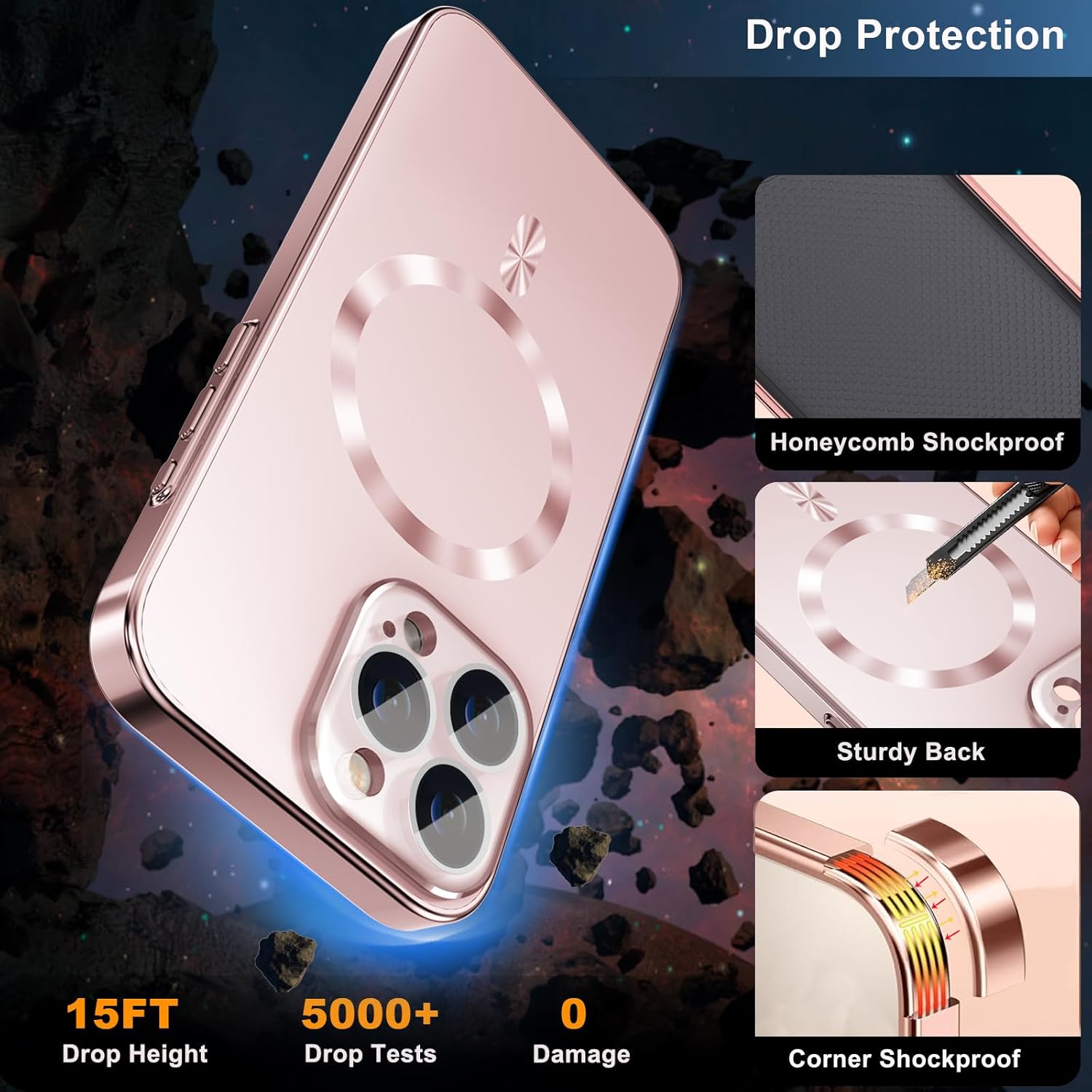 for iPhone 16 Pro Max Case with Privacy Screen Protector, Magnetic Case iPhone 16 Pro Max Built-in Camera Cover, Glossy Luxury Color Phone Cases for 16 Pro Max Women & Girls, No Fading-Pink - Image 6