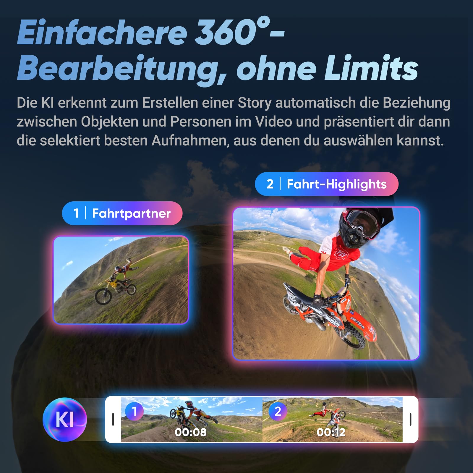 Insta360 X4 Standard-Bundle wasserdichte 8K 360 Action-Kamera 4K Weitwinkel-Video KI-Bearbeitung