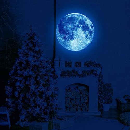 Miniatura 12 de Vinilo decorativo de luna que brilla en la oscuridad, calcomanías que brillan en la oscuridad para dormitorio de niños, calcomanías de luna que