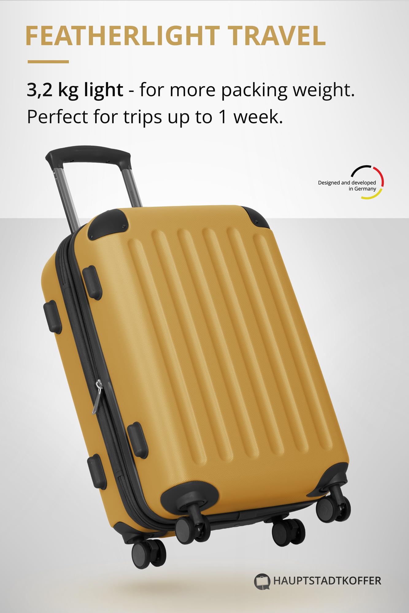 HAUPTSTADTKOFFER - Spree - Maleta rígida, Trolley expandible, Equipaje de Viaje, 4 Ruedas Dobles, TSA, 65 cm, 74 litros, Champán — view 356