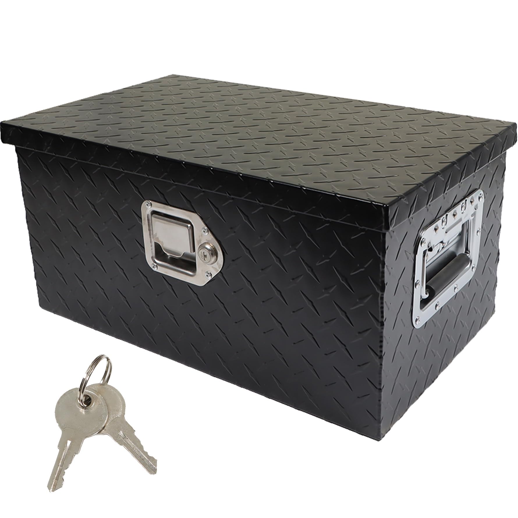 munirater 20 Inch Aluminum Tool Box Storage Truck Underbody Flatbox Replacement for Pick Up Truck Bed ATV RV Trailer W/Lock and 2 Keys Black