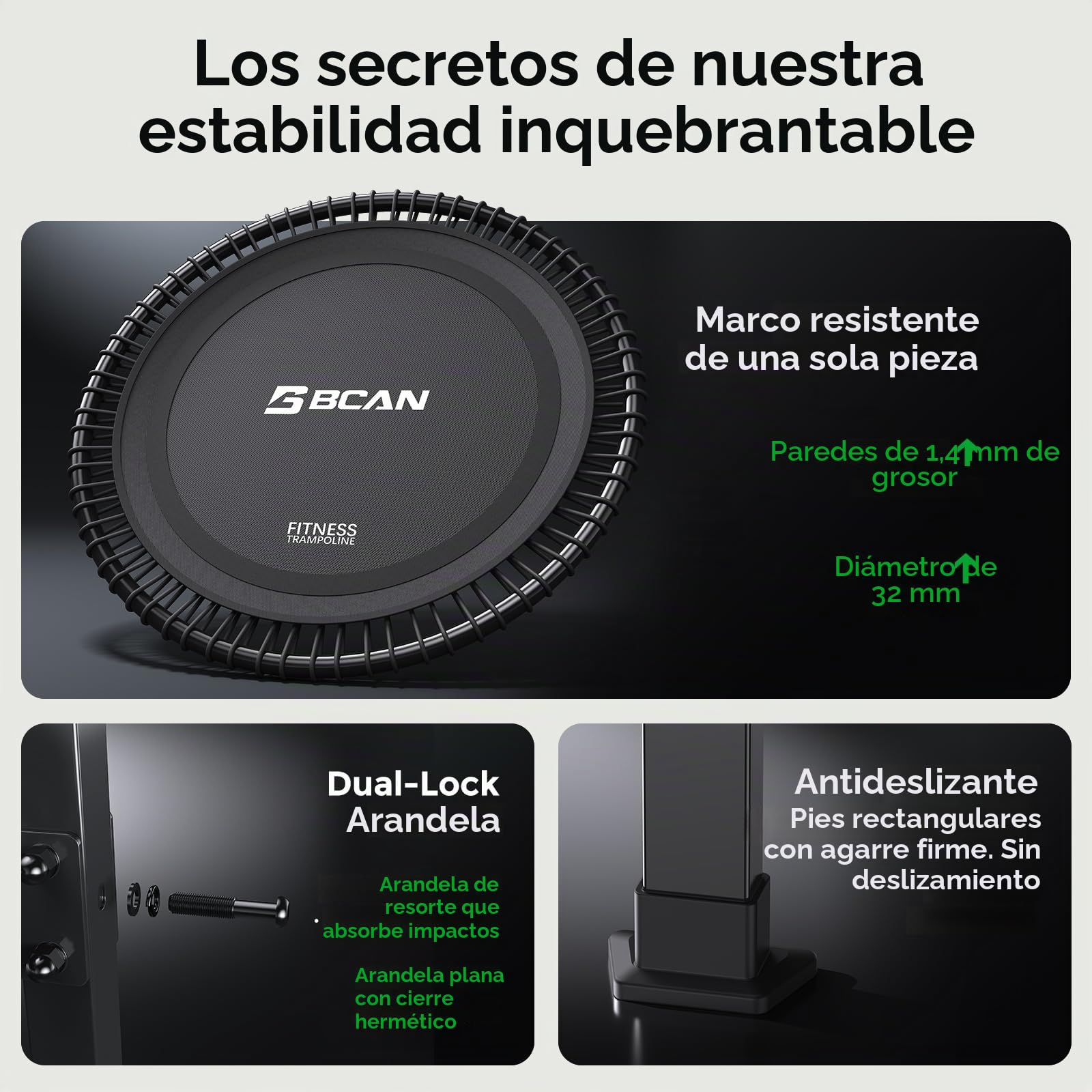B BCAN BT4 - Cama elástica elástica suave para adultos de 102 cm, capacidad de 227 kg, cuerdas elásticas de tensión ajustable, marco de una sola pieza (calibre 16), soporte para teléfono y 2 pares de