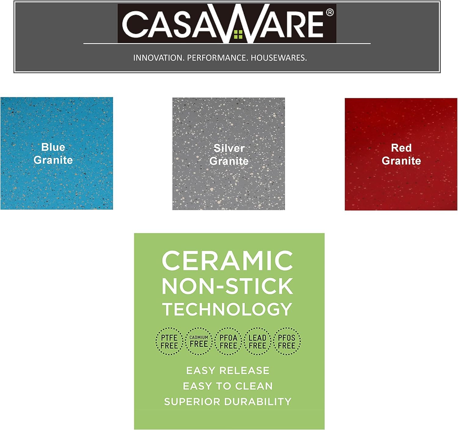 casaWare 2 bandejas planas grandes para hornear galletas, 12.5 x 14 pulgadas con un mango de 1.5 pulgadas, revestimiento antiadherente de cerámica (granito plateado)