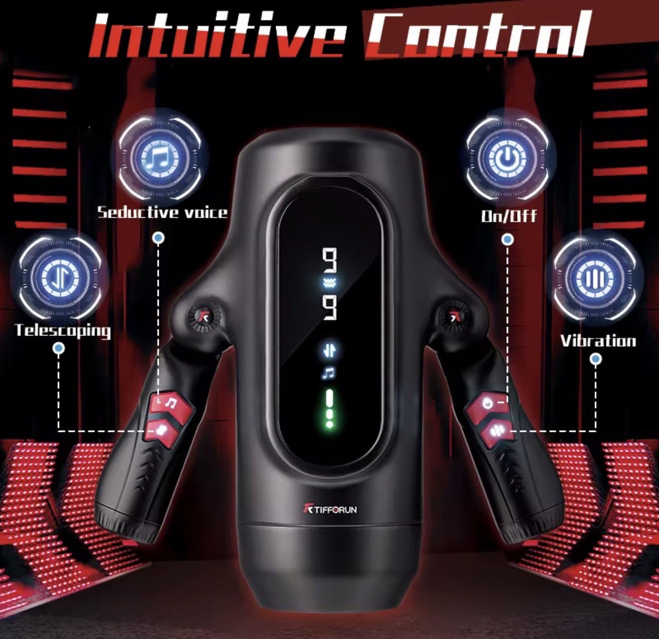 Mr. James Concepts – King K – Masturbatore maschile telescopico completamente automatico with riscaldamento, Actress Voice & LCD display – 10 – velocità ricaricabile USBe Penis Massage Machine
