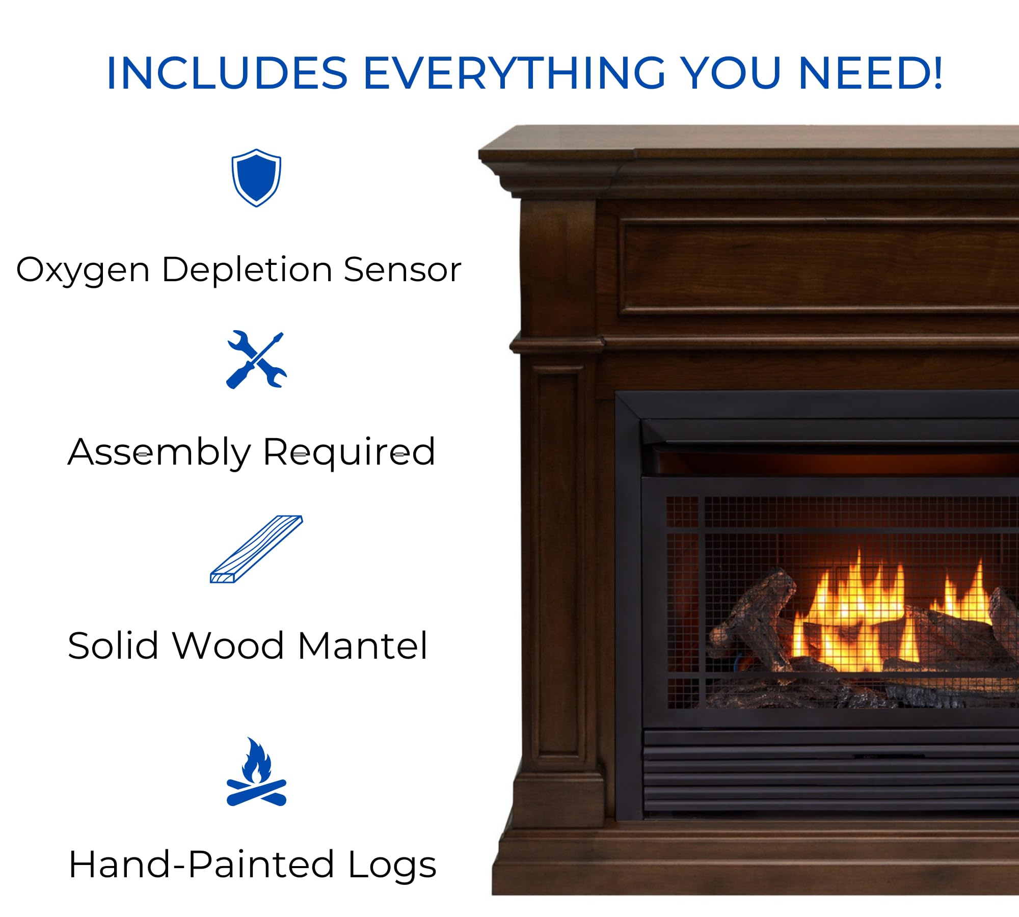 Duluth Forge FDF300T Dual Fuel Ventless Gas Fireplace-26,000 BTU, T-Stat  Control, Walnut : Amazon.ca: Home