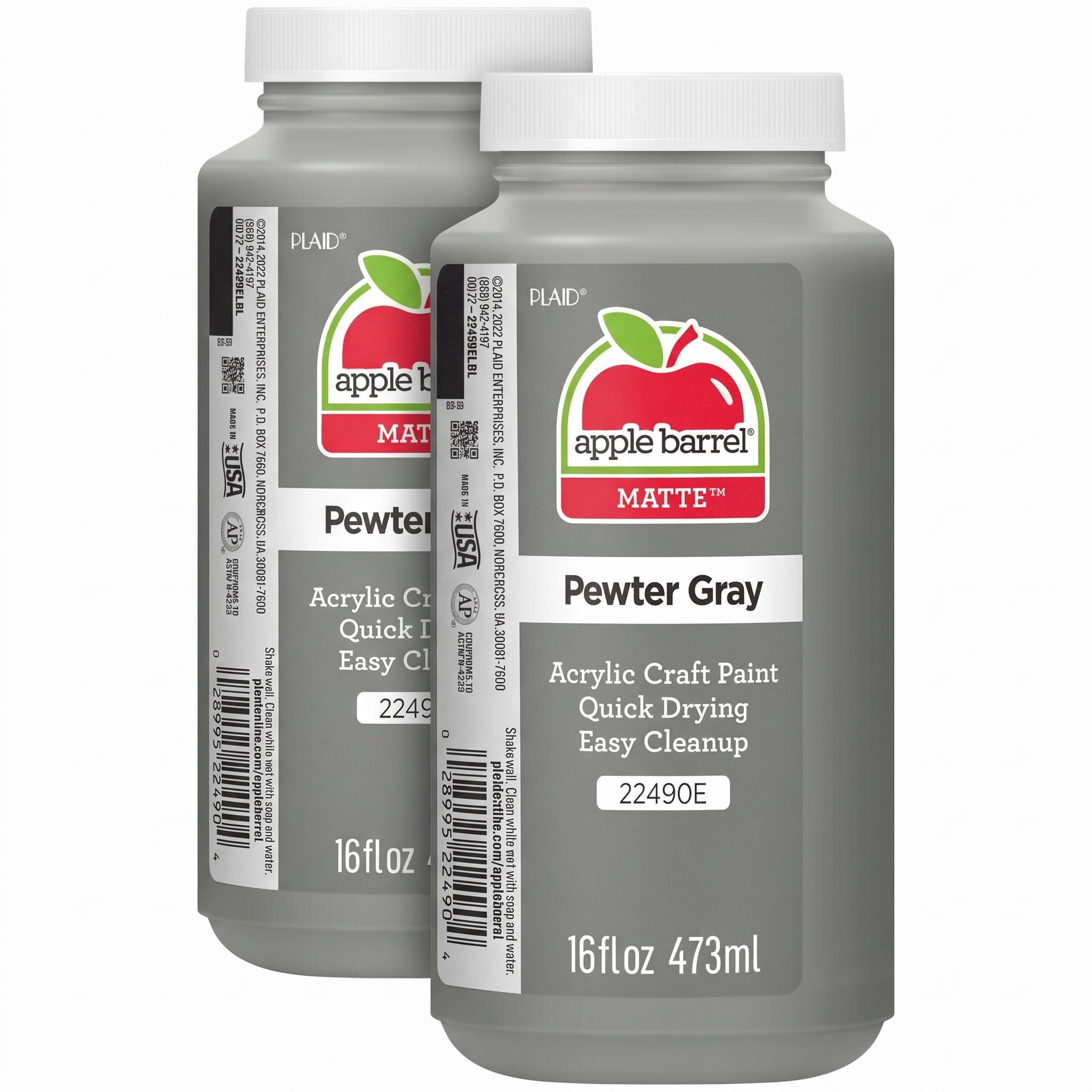Apple Barrel ACRYLIC PAINT, 16 oz, Pewter Grey (Pack of 2)