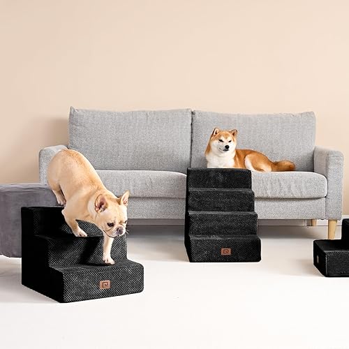 Miniatura 10 de EHEYCIGA Escaleras para perros pequeños, escaleras para perros de 3 escalones para camas altas y sofá, escalones para mascotas para perros y gatos
