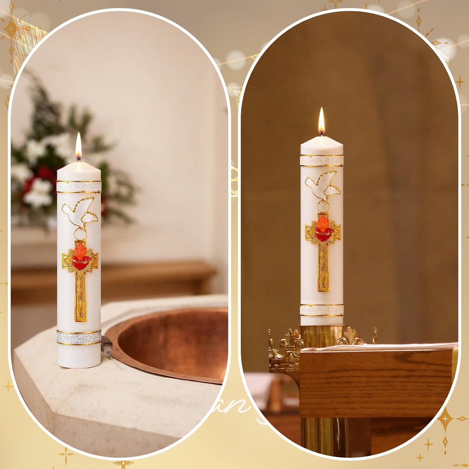 Sumind Faith Holy Spirit Confirmation Candle with Dove Religiosos Catholic Candles Vela Cirio De Confirmacion Espiritu Holy Spirit Religious Candle Gifts