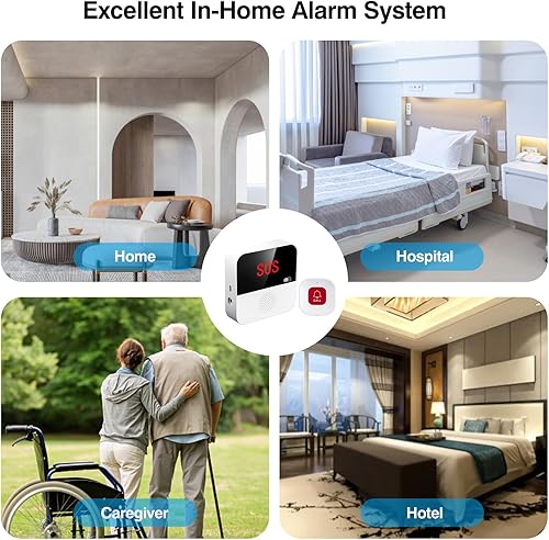 Miniatura 7 de Monitoreo WiFi para ancianos, localizadores de cuidadores, sistemas de alerta de vida para personas mayores sin tarifa mensual, 1 receptor y 2