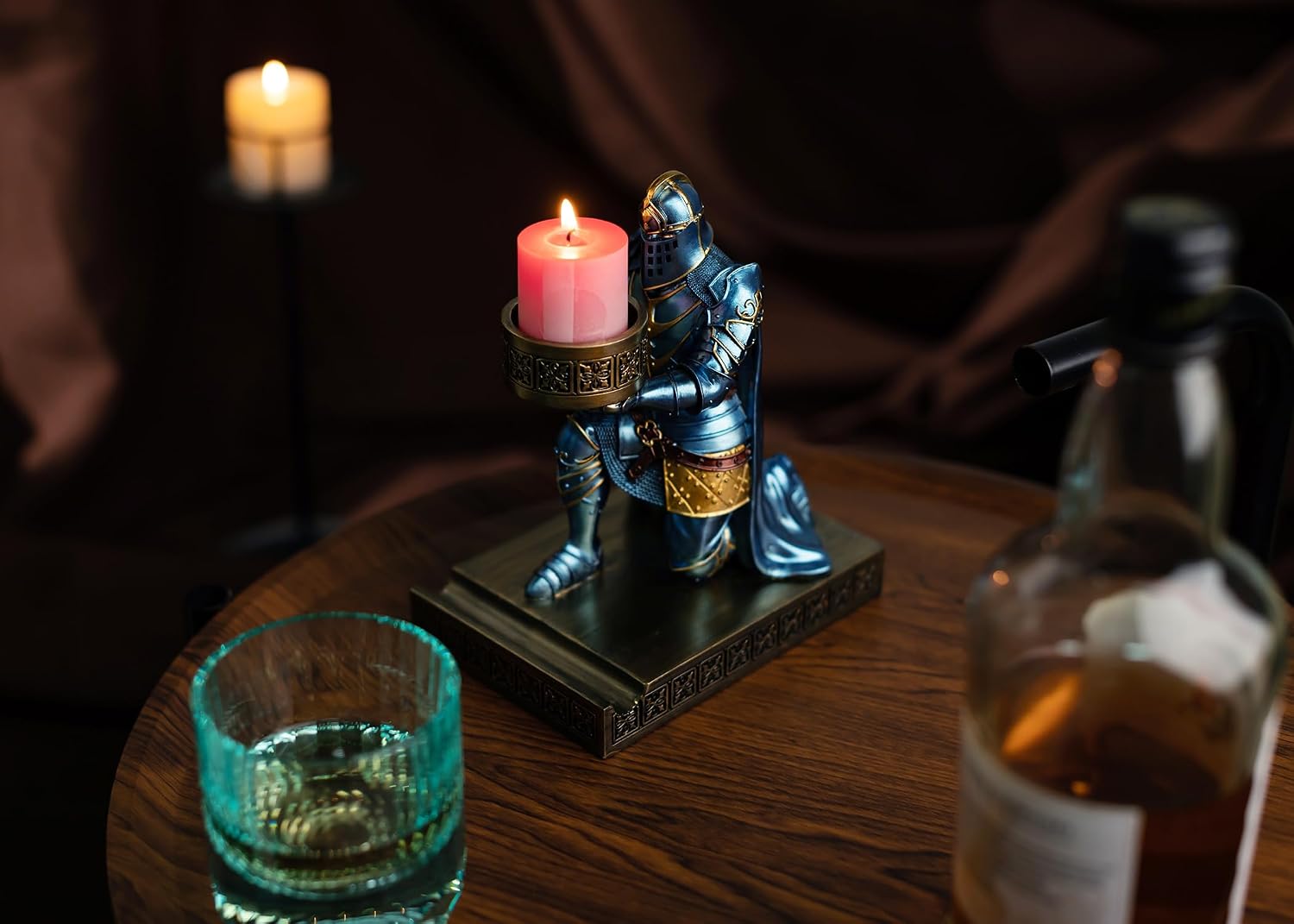 King's Guard Kneeling Tealight Holder Candlestick Candle Holder Blue