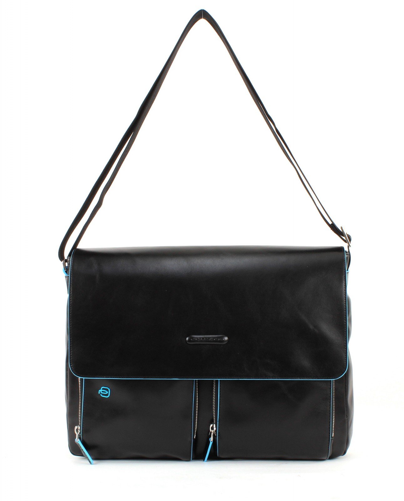 Piquadro Flap Over Computer Messenger Bag with Ipad/ipadair Compartment, Black, One Size